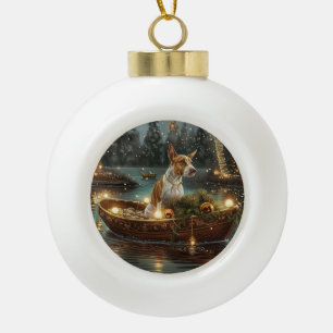 Bull Terrier Kerst Feestelijke Reis Keramische Bal Ornament