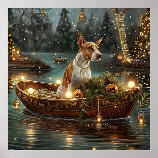 Bull Terrier Kerst Feestelijke Reis Poster (Voorkant)