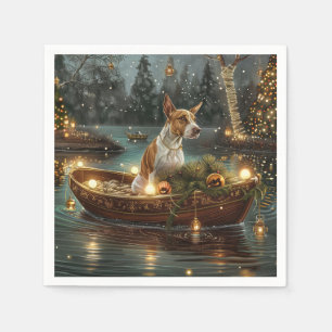 Bull Terrier Kerst Feestelijke Reis Servet