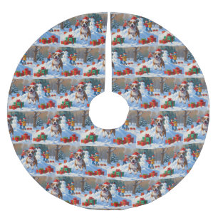 Bull Terrier Kerst Sneeuw Scene Kerstboom Rok