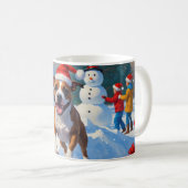 Bull Terrier Kerst Sneeuw Scene Koffiemok (Voorkant rechts)