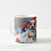 Bull Terrier Kerst Sneeuw Scene Koffiemok (Voorkant links)