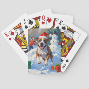 Bull Terrier Kerst Sneeuwlandschap Pokerkaarten