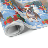 Bull Terrier Kerst Sneeuwscène Cadeaupapier (Rol Hoek)