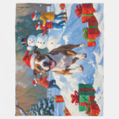 Bull Terrier Kerst Sneeuwscène Fleece Deken (Voorkant)