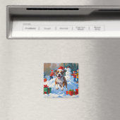 Bull Terrier Kerst Sneeuwscène Magneet (Insitu (Vaatwasser))