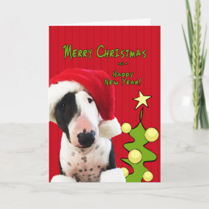 Bull Terrier Kerst Wenskaart Feestdagen Kaart