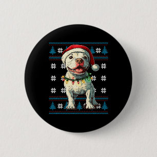 Bull Terrier Kerstboom verlicht lelijke kerst Ronde Button 5,7 Cm