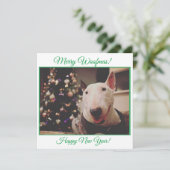 Bull Terrier-kerstboomglimlach Kaart (Staand voorkant)