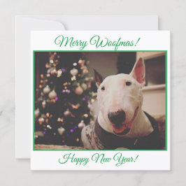 Bull Terrier-kerstboomglimlach Kaart