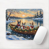 Bull Terrier Kerstboot Feestdagen Muismat (Met muis)