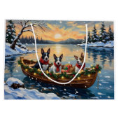 Bull Terrier Kerstboot Vakantie Groot Cadeauzakje (Achterkant)