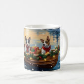 Bull Terrier Kerstboot Vakantie Koffiemok (Voorkant rechts)