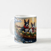 Bull Terrier Kerstboot Vakantie Koffiemok (Voorkant links)
