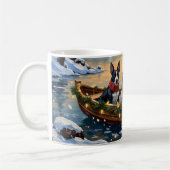 Bull Terrier Kerstboot Vakantie Koffiemok (Links)