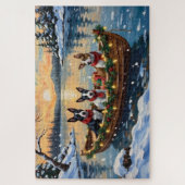 Bull Terrier Kerstboot Vakantie Legpuzzel (Verticaal)