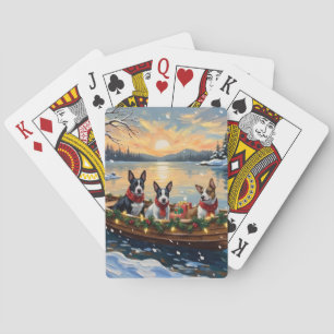 Bull Terrier Kerstboot Vakantie Pokerkaarten