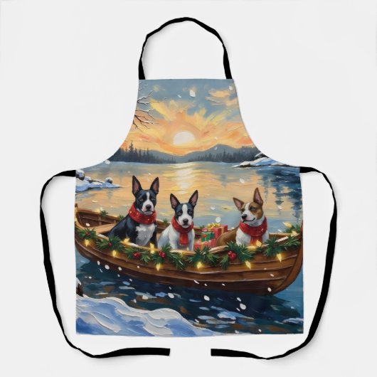 Bull Terrier Kerstboot Vakantie Schort (Voorkant)