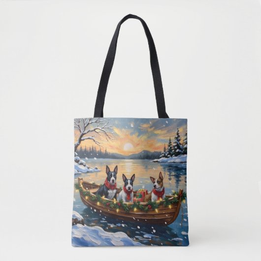 Bull Terrier Kerstboot Vakantie Tote Bag (Voorkant)