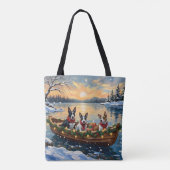 Bull Terrier Kerstboot Vakantie Tote Bag (Achterkant)