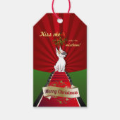 Bull Terrier Kerstcadeau Label "Mistletoe" Cadeaulabel (Voorkant)