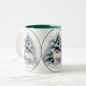 Bull Terrier-kerstcadeautjes Tweekleurige Koffiemok (Voorkant links)