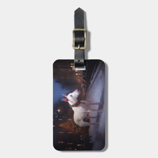 Bull Terrier Kerstfeest Seizoen Bagagelabel (Voorkant verticaal)