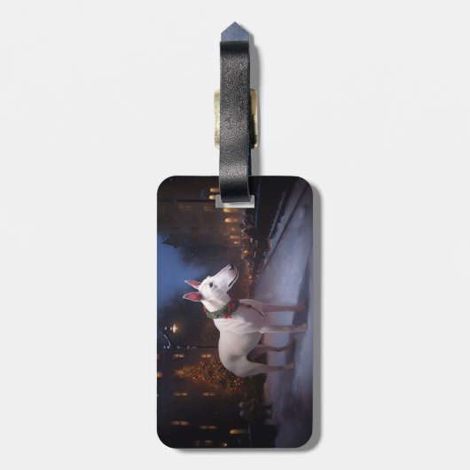 Bull Terrier Kerstfeest Seizoen Bagagelabel (Achterkant verticaal)