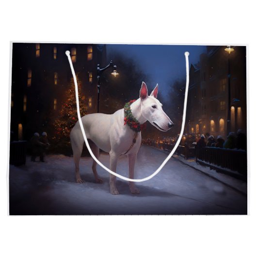 Bull Terrier Kerstfeest Seizoen Groot Cadeauzakje (Achterkant)