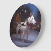 Bull Terrier Kerstfeest Seizoen Grote Klok (Hoek)
