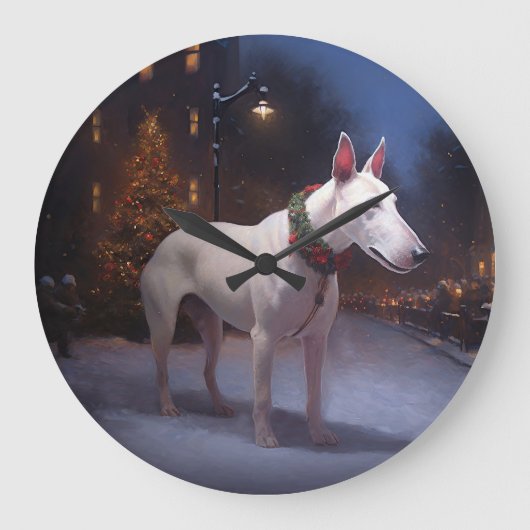 Bull Terrier Kerstfeest Seizoen Grote Klok (Voorkant)