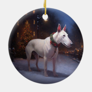 Bull Terrier Kerstfeest Seizoen Keramisch Ornament