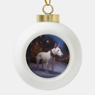 Bull Terrier Kerstfeest Seizoen Keramische Bal Ornament