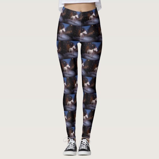 Bull Terrier Kerstfeest Seizoen Leggings (Voorkant)