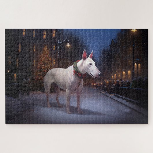 Bull Terrier Kerstfeest Seizoen Legpuzzel (Horizontaal)