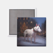 Bull Terrier Kerstfeest Seizoen Magneet (Voorkant / Achterkant)