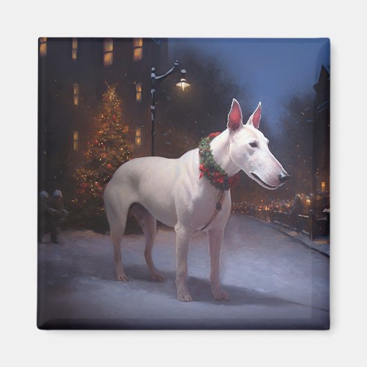 Bull Terrier Kerstfeest Seizoen Magneet (Voorkant)