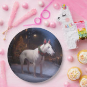 Bull Terrier Kerstfeest Seizoen Papieren Bordje (Feest)