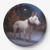 Bull Terrier Kerstfeest Seizoen Papieren Bordje (Voorkant)