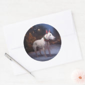 Bull Terrier Kerstfeest Seizoen Ronde Sticker (Envelop)