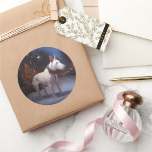 Bull Terrier Kerstfeest Seizoen Ronde Sticker