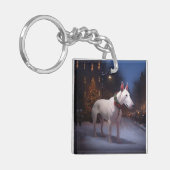 Bull Terrier Kerstfeest Seizoen Sleutelhanger (Voorkant Links)