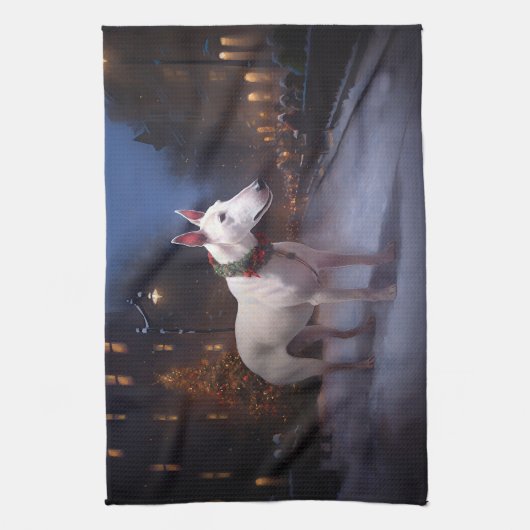 Bull Terrier Kerstfeest Seizoen Theedoek (Verticaal)