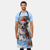 Bull Terrier Kerstfeest Sneeuwscène Schort (Gedragen)