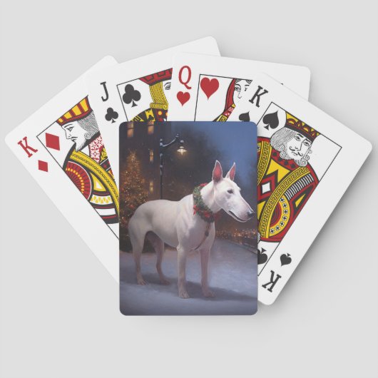 Bull Terrier Kerstfeestseizoen Pokerkaarten (Achterkant)