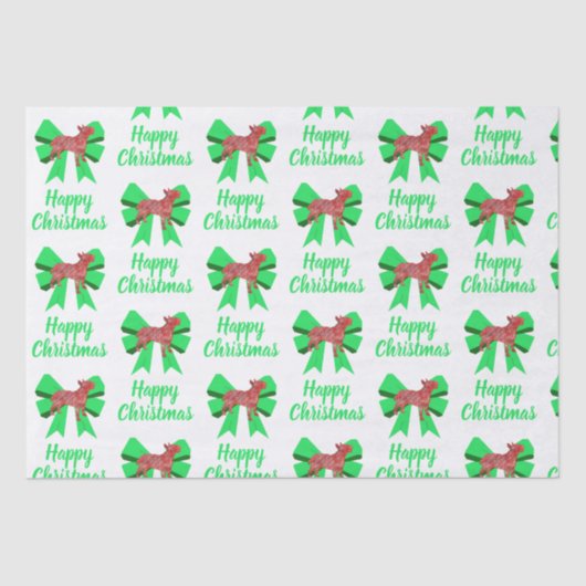 Bull Terrier Kersthond & Bow White Tissuepapier (Voorkant)