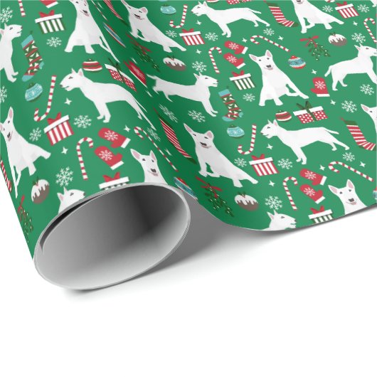 Bull Terrier Kersthond Cadeaupapier (Rol Hoek)