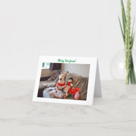 Bull Terrier-kerstkaart met Snowman Feestdagen Kaart