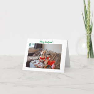 Bull Terrier-kerstkaart met Snowman Feestdagen Kaart