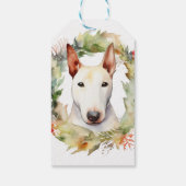 Bull Terrier Kerstkrans Feestelijke Pup Cadeaulabel (Achterkant)